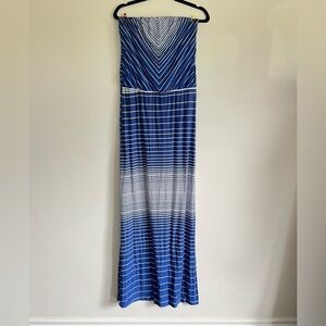 Strapless Blue and White Dress